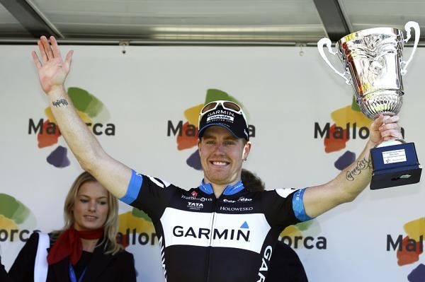 Tyler Farrar celebrates his first win of the 2011 season in Mallorca