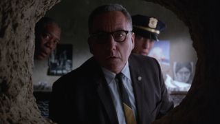 Warden (Bob Gunton) discovers Andy's hole in The Shawshank Redemption