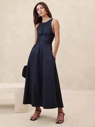 Stretch-Cotton Poplin Maxi Dress