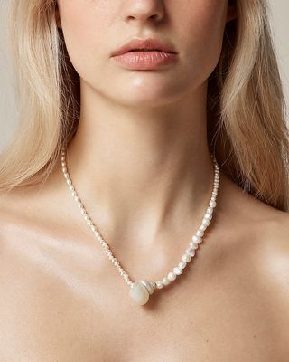 Seashell and Pearl Pendant Necklace