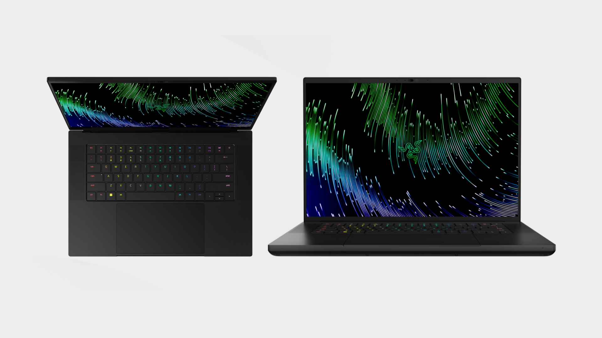 The Razer Blade 16 front and top view.