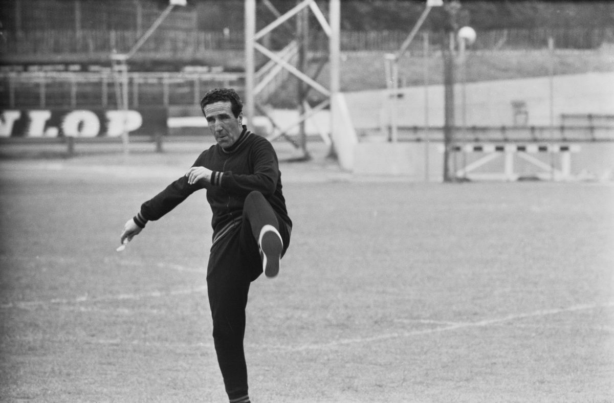 Inter Milan manager Helenio Herrera during a training session in 1965