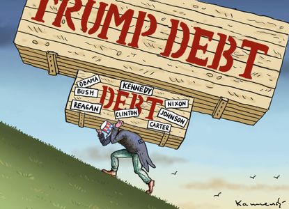 Political cartoon U.S. Trump national debt