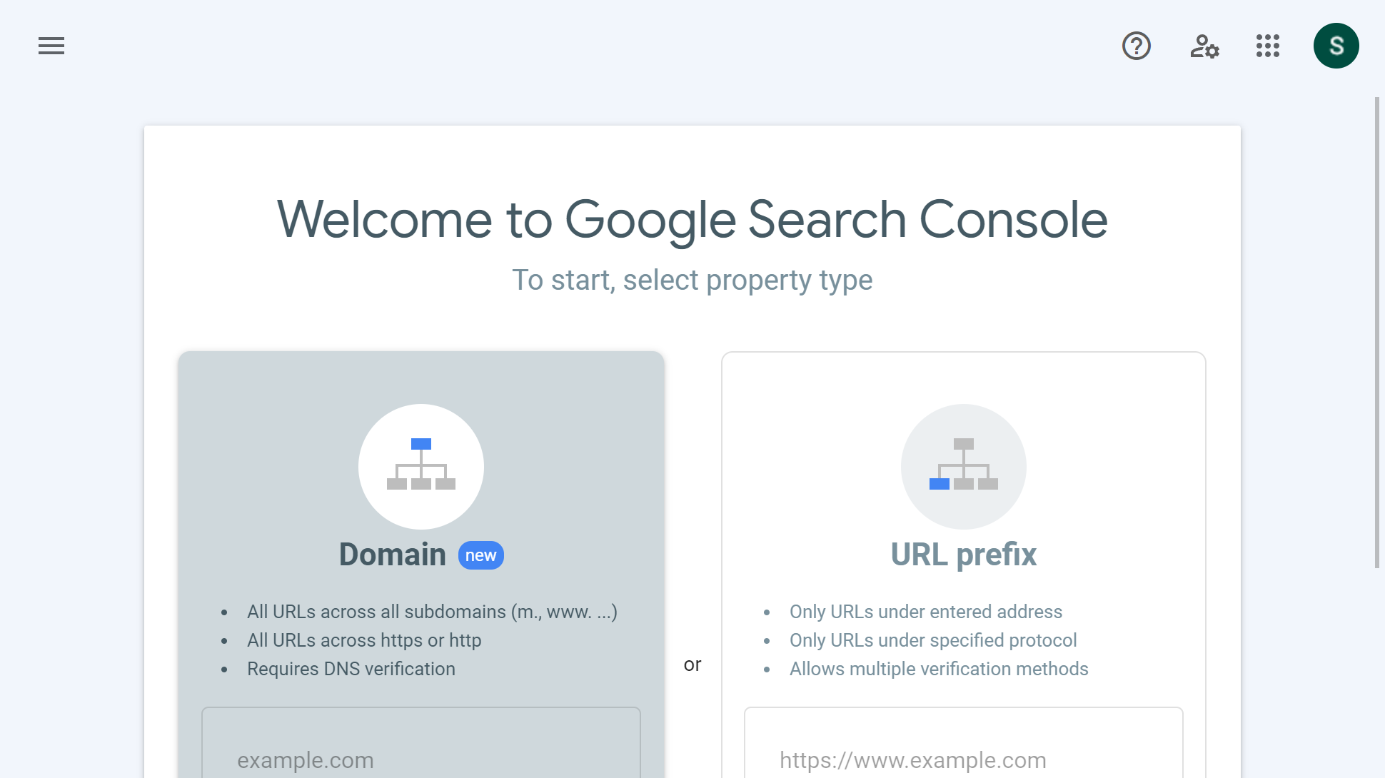 Website screenshot of Google Search Console