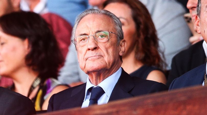 Real Madrid Florentino Perez watches Los Blanco&#039;s LaLiga game in Girona in October 2023.