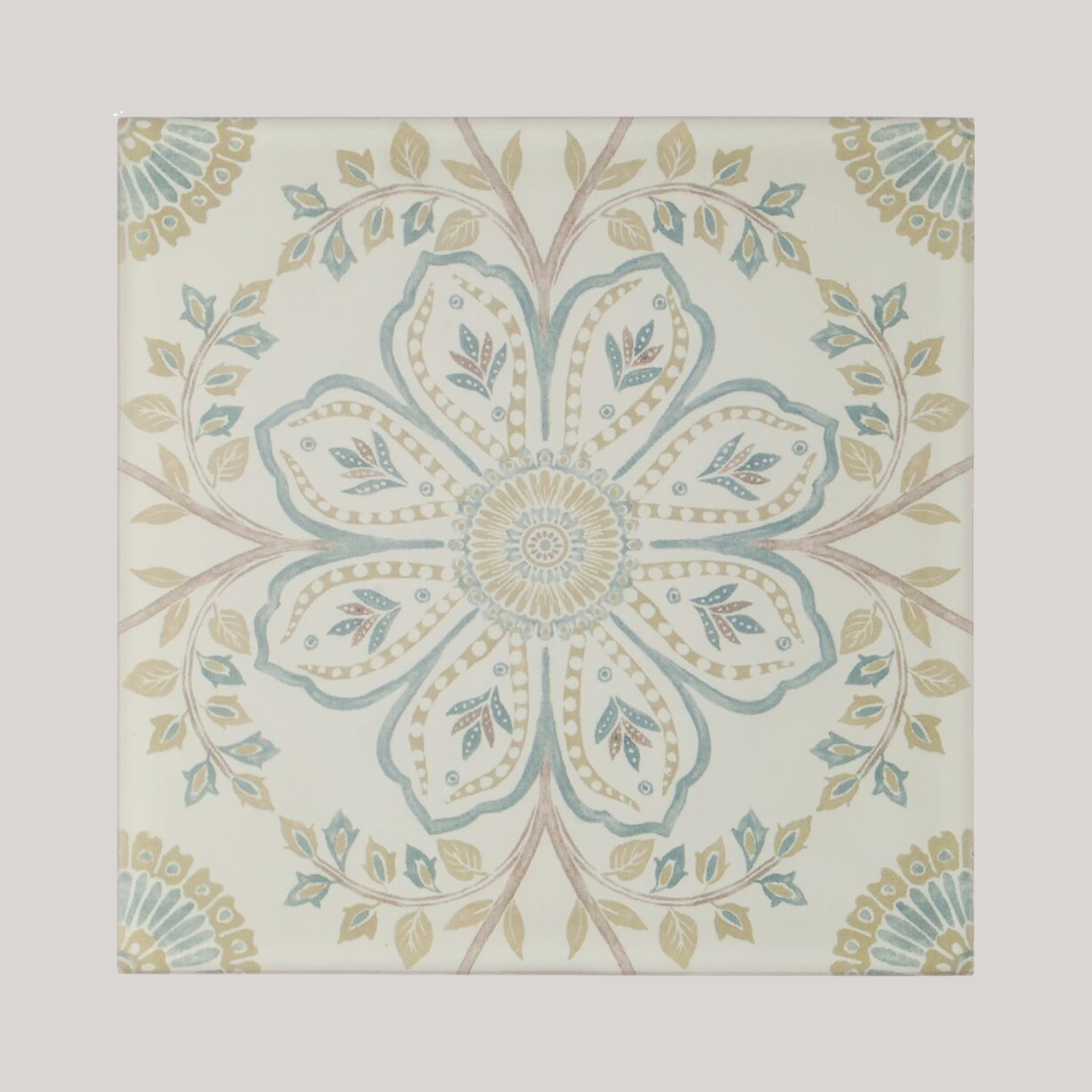 Fired Earth, Nina Campbell Topkapi Aqua Porcelain Tile