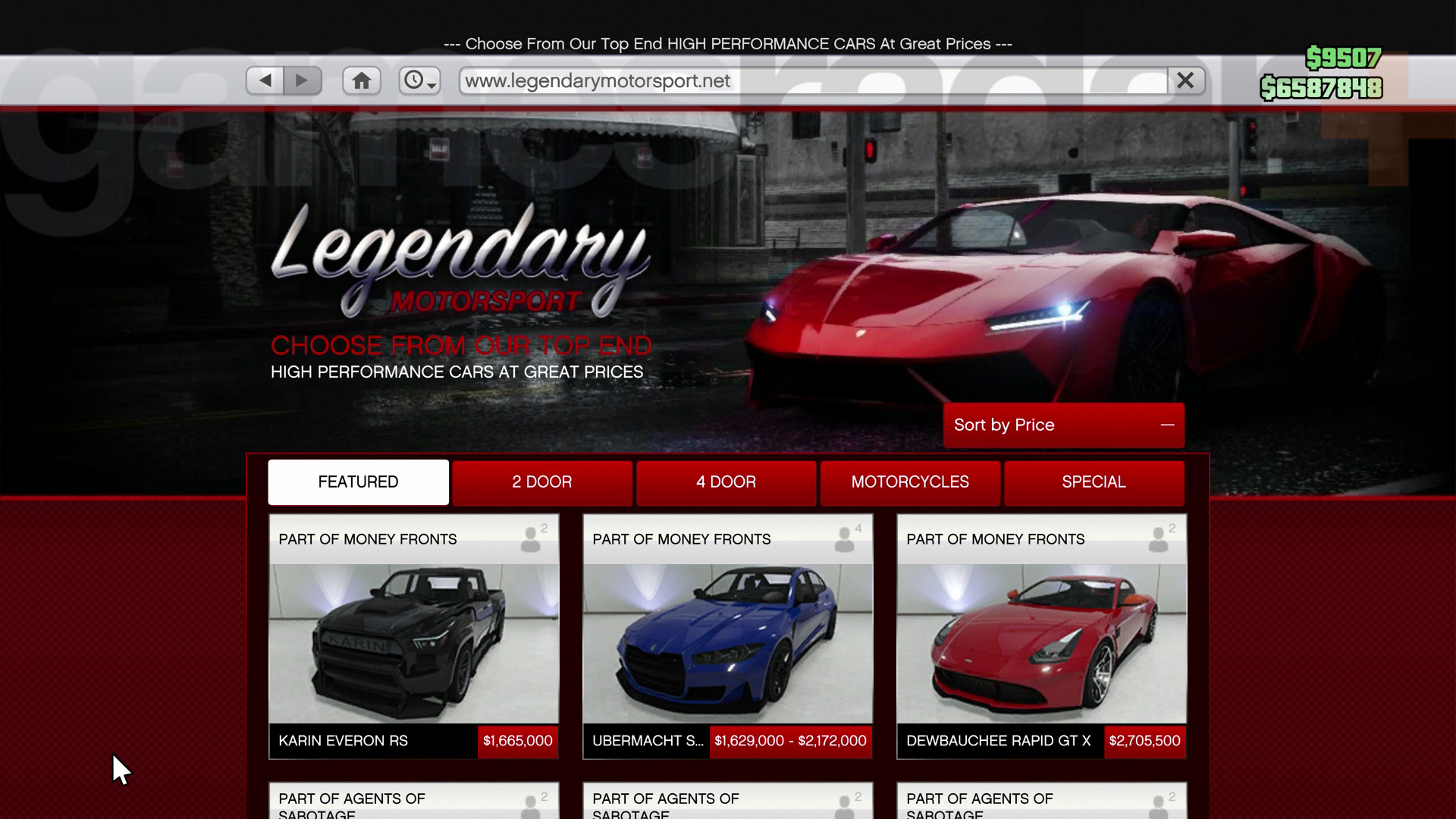 GTA Online new cars - Legendary Motorsport Money Fronts