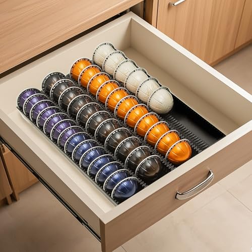 Telkeen Coffee Pod Storage Holder Drawer Insert for Counter Compatible With Nespresso Vertuoline Capsules, Nespresso Pod Holder for Nespresso Vertuo for Home, Office, Coffee Station (2 Packs)