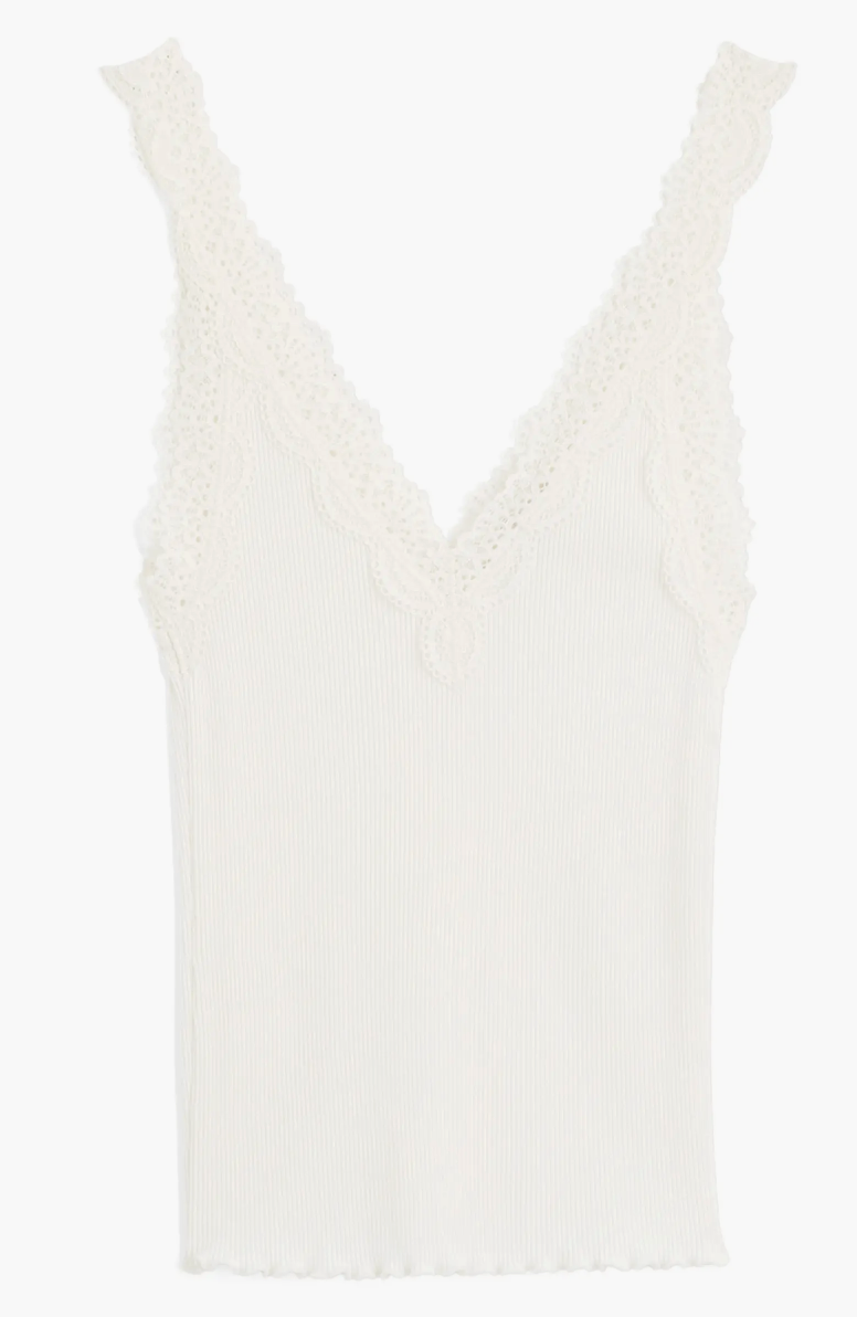 Madewell, V-Neck Lace Cotton Blend Tank