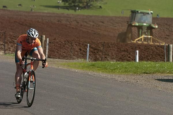 Nathan Haas (Genesys Wealth Advisers) was putting the pressure on before the race hit the steep ascent at Gunns Plains.