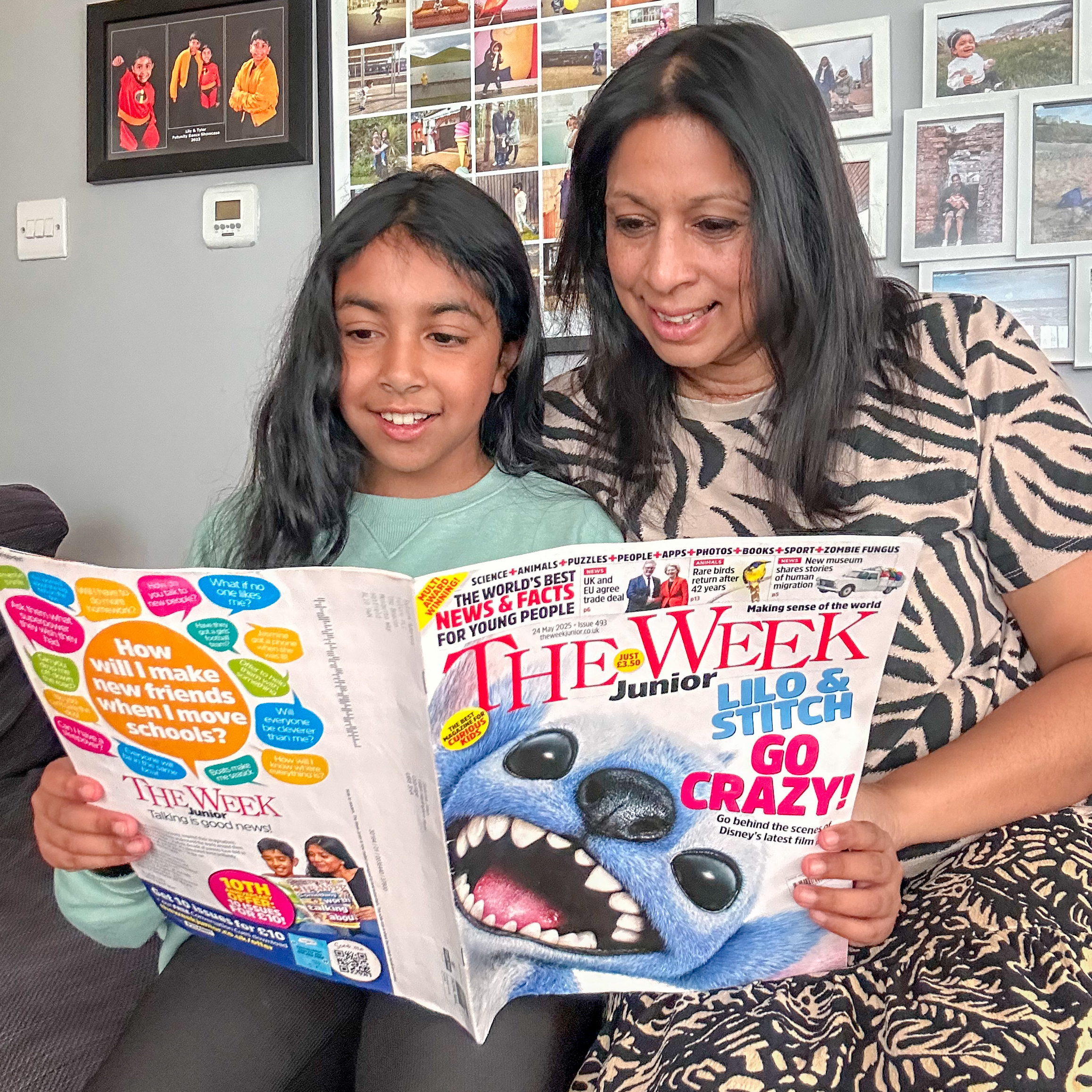 Sabrina Jillah reading The Week Junior with her daughter