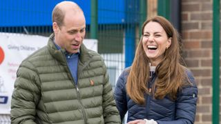 Catherine, Duchess of Cambridge and Prince William, Duke of Cambridge meet young people supported by the Cheesy Waffles Project, a charity for children, young people and adults with additional needs across County Durham, at the Belmont Community Centre on April 27, 2021 in Durham, United Kingdom.