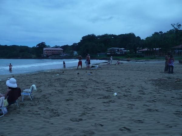 The beach later started to fill up as racers finished.