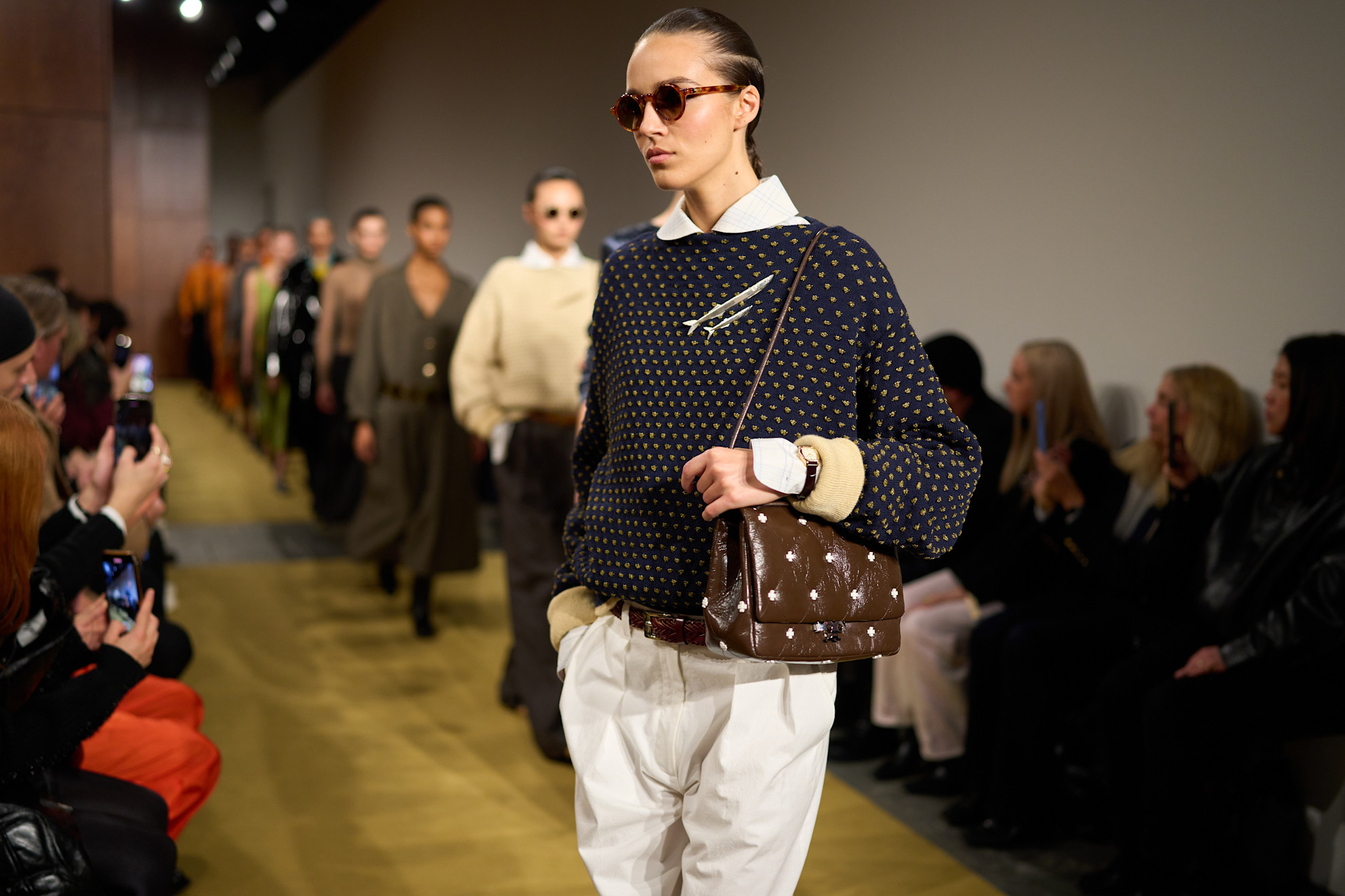 a model on the Tory Burch Fall 2026 Fashion Show runway