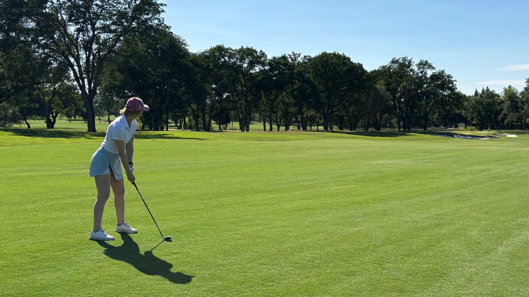 Lauren Katims using an iron to be safe on the fairway