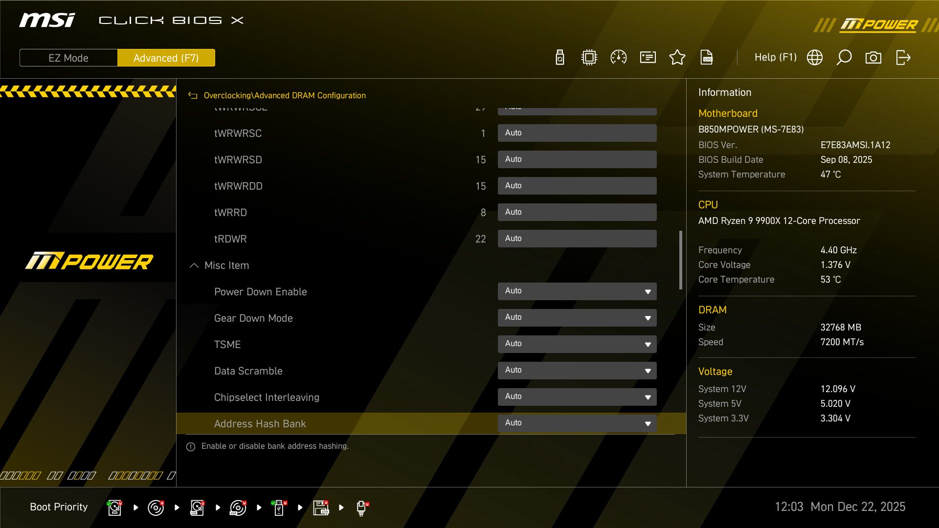 MSI B850 MPower - BIOS images