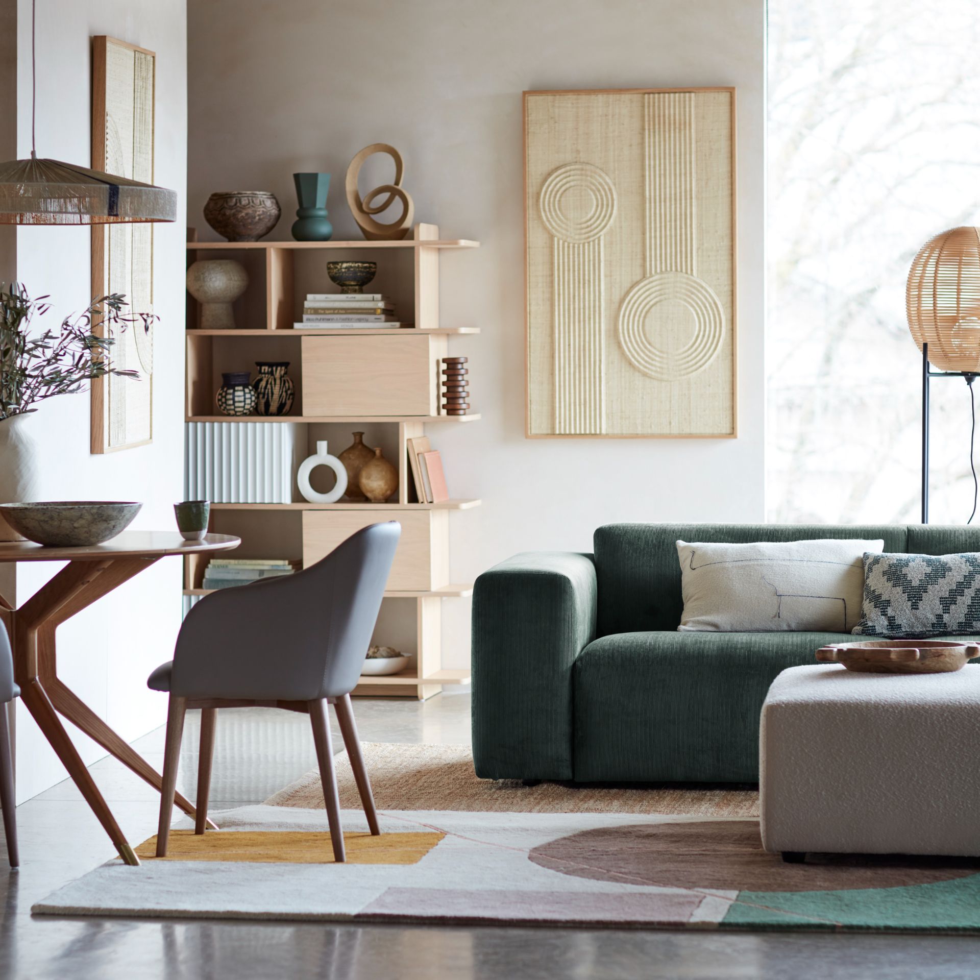 DFS Milani four-seater sofa in olive green