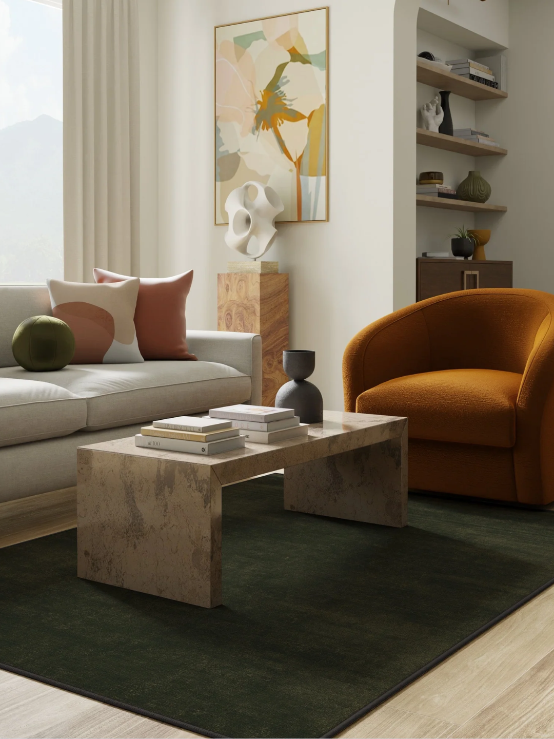 A green solid rug from Ruggable