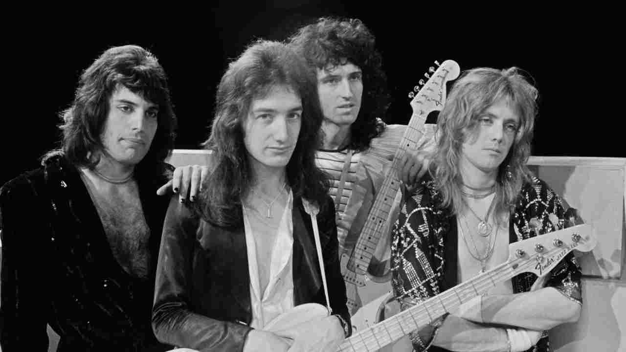 Queen posing for a photograph in the 1970s