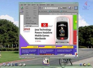 The basic appearance of Looking Glass shows a familiar face that shows similarities to MacOS X and Windows Vista. The thumbnail preview is close to the Flip-3D that Microsoft will introduce with Visa in early 2007. Looking Glass however, showed this idea