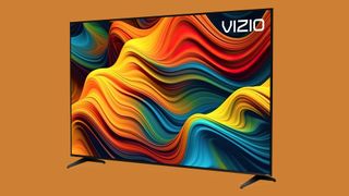 Vizio 86-inch 4K TV on orange background