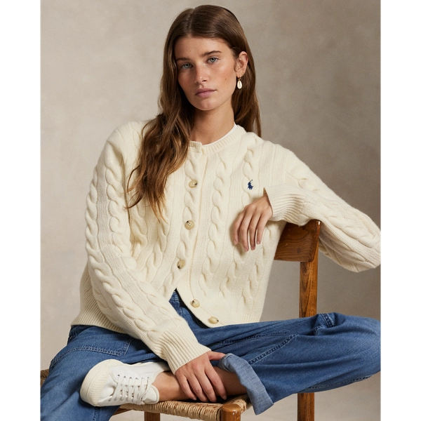 ralph lauren, Cable-Knit Wool-Cashmere Cardigan