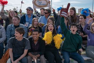 Corey Fogelmanis as Nathan, Jaylan Evans as Skylar, Ellie O'Brien as Grace and Ashby Gentry as Alex in episode 108 of My Life with the Walter Boys