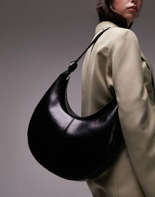 Topshop Stella scoop shoulder bag with knot detail in black