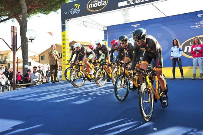 MTN-Qhubeka was the first team down the ramp