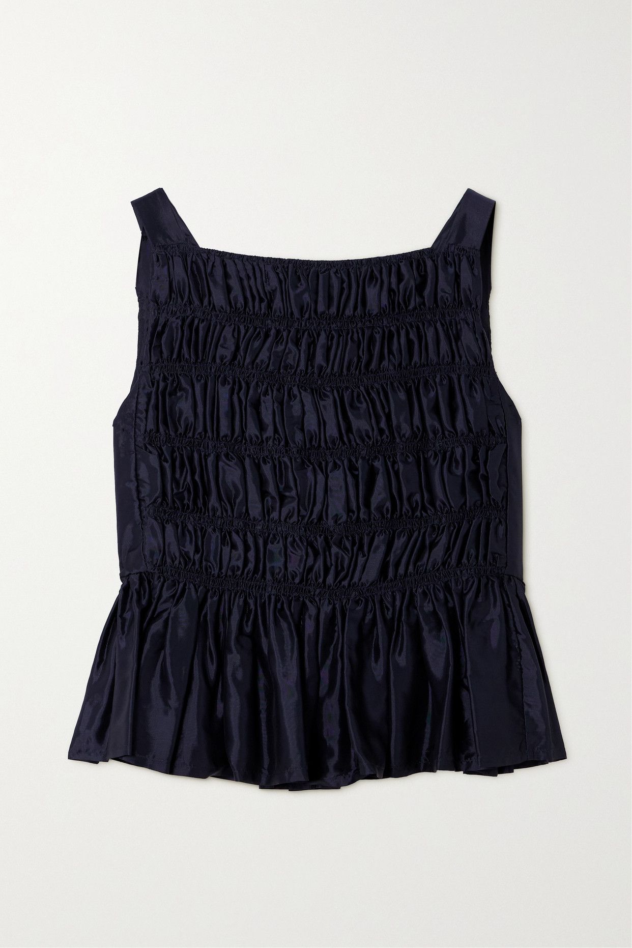 Danny shirrred taffeta peplum top