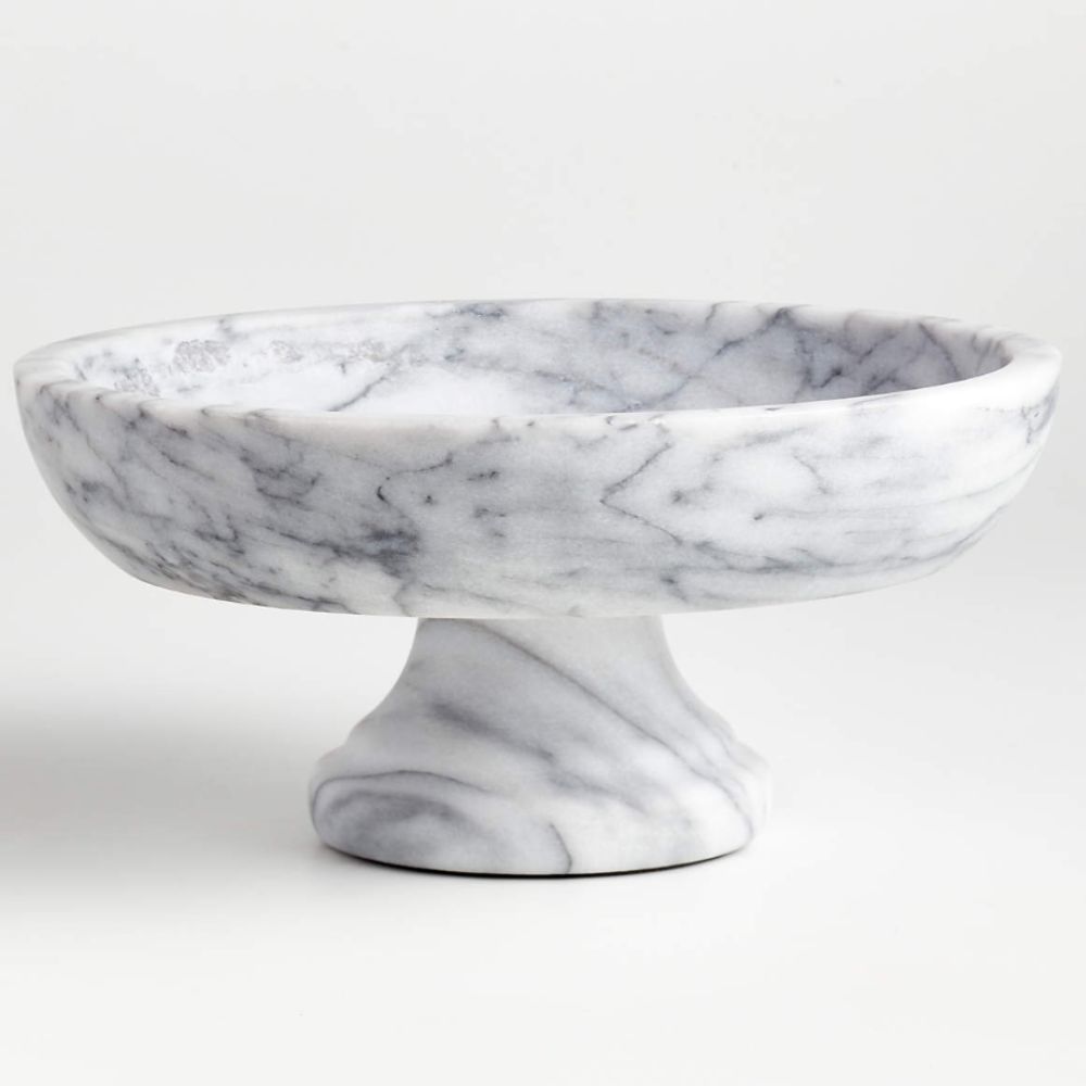 Footed grey marble fruit bowl