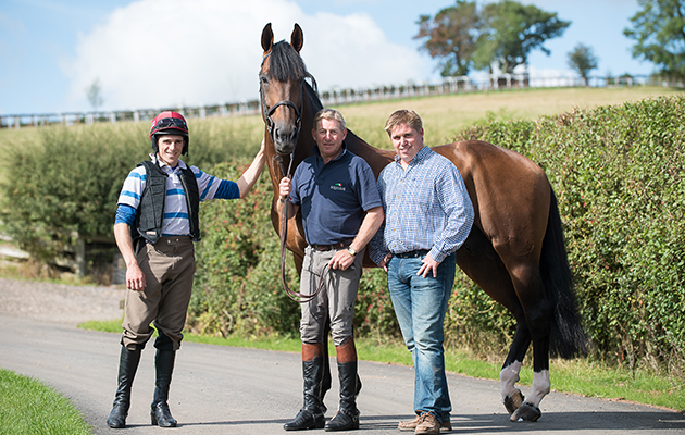 LtoR jockey Harry Skelton, Big Star, Nick Skelton, Dan Skelton - Shelfield Green, Alcester, Warwickshire, United Kingdom - 01 September 2016