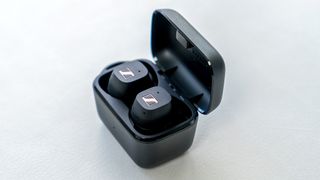 Sennheiser Sport True Wireless angle view.