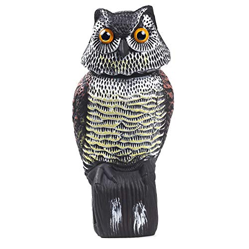 Ctree Owl Decoys to Scare Birds Away With Rotating Head,natural Enemy Bird Deterrent Realistic Eyes &amp;amp; Waterproof Shape Fake Owl Scarecrow Bird Control