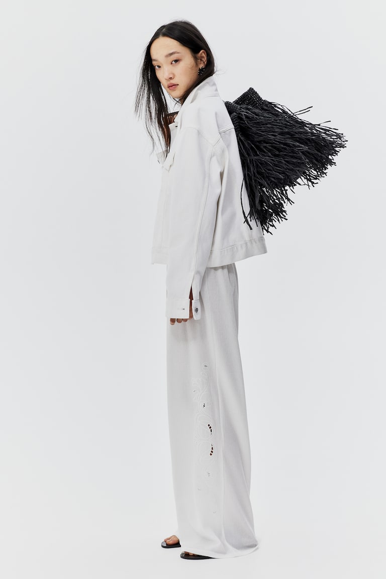 Wide Broderie Anglaise Trousers
