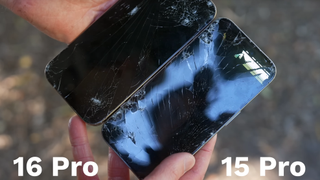 A screenshot of AppleTrack's iPhone 16 Pro durability test video