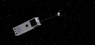 Artist's illustration of the OSCaR cubesat, which would clean up space junk in Earth orbit.