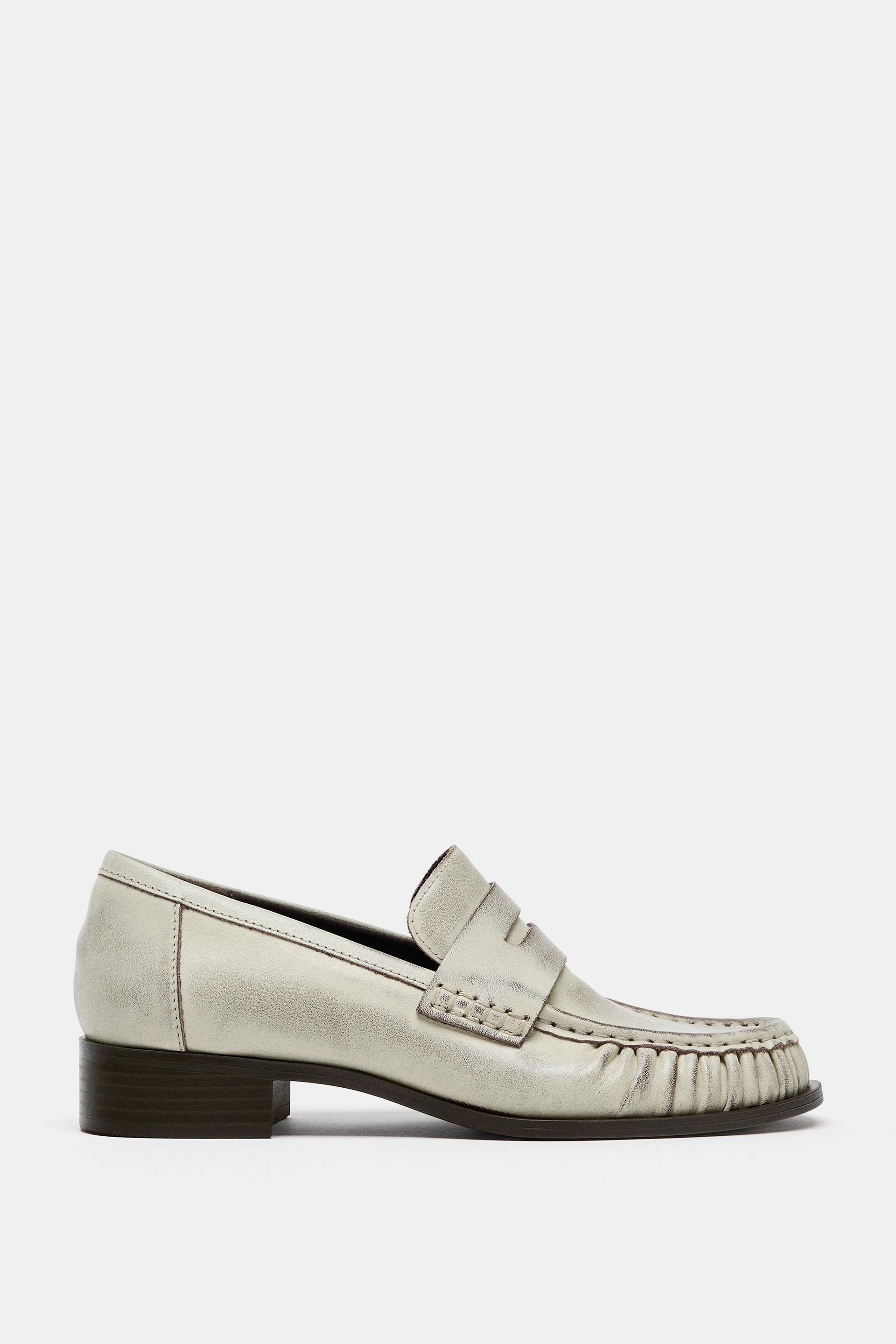 Gathered Leather Loafers