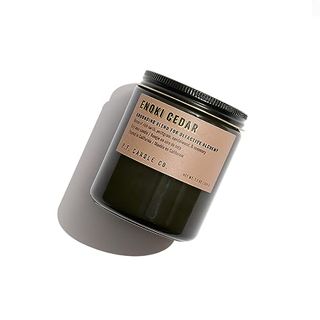 P.f. Candle Co. Enoki Cedar Alchemy Scented Soy Wax Candle (7.2 Oz) 40-50 Hour Burn Time, Cotton Wick, Smoky Black Glass Jar