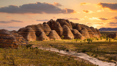 A view across the Bungle Bungle Range, Purnululu National Park at sunset