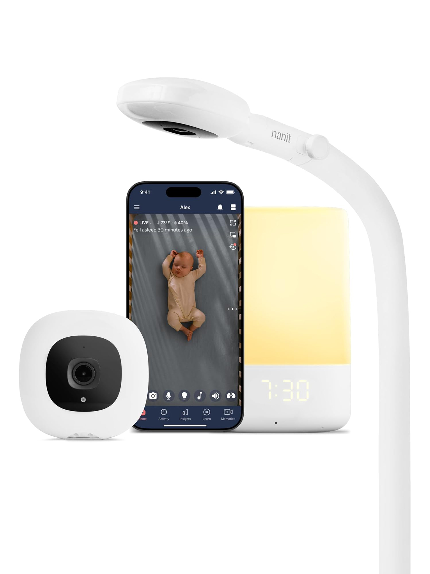 Nanit, Nanit Essentials Smart Baby Monitor With Floor Stand &amp;ndash; 1080p Hd Wi-Fi Camera, Sensor-Free Breathing Monitoring, Sleep Tracking, Two-Way Audio, Night Vision, Motion &amp;amp; Cry Notifications, White