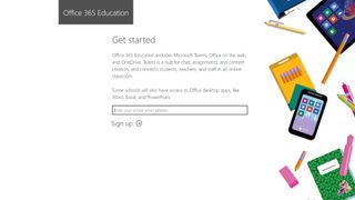 A screen shot showing how to sign up for Microsoft 365 education