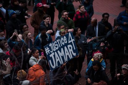 Protesters following the fatal police shooting of Jamar Clark