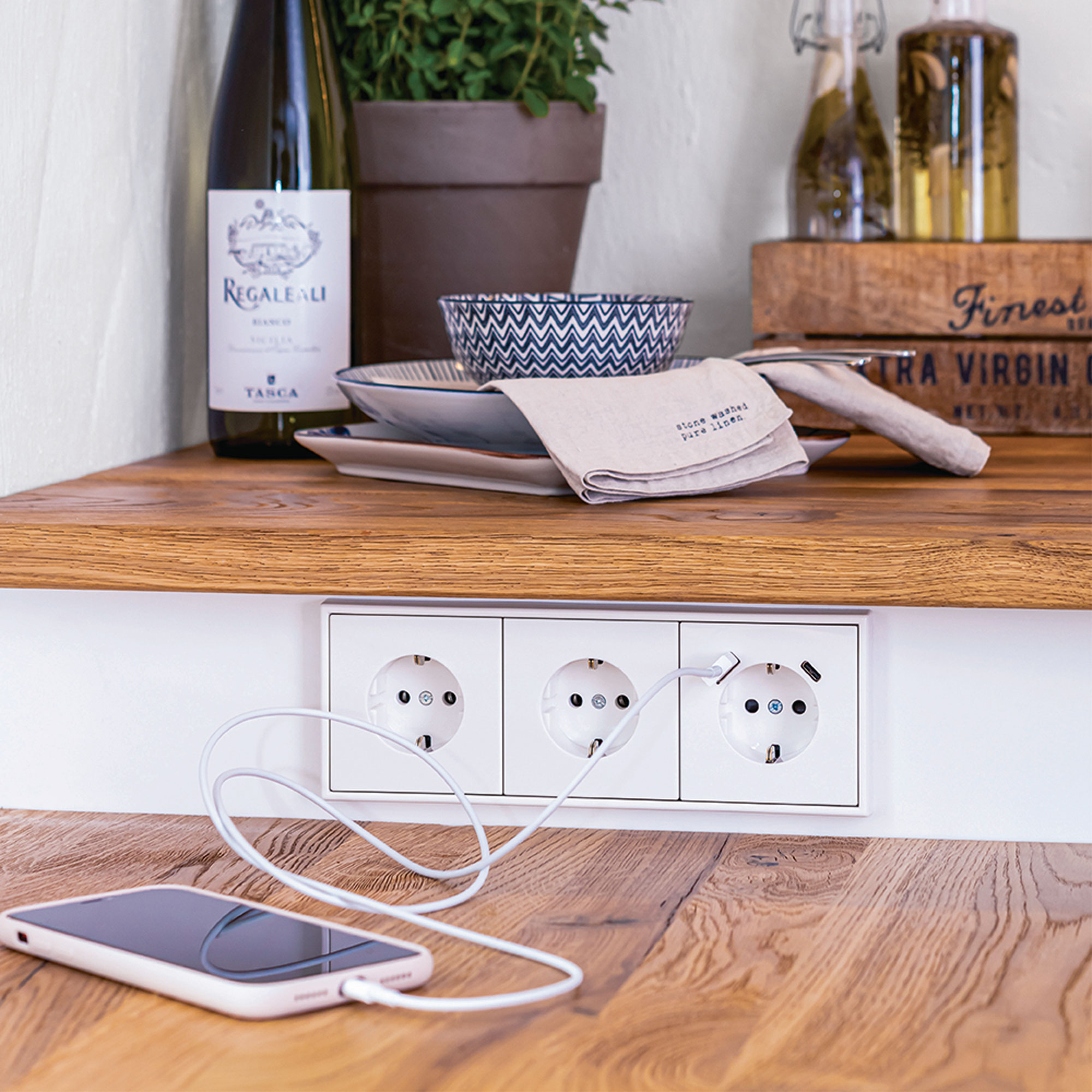 built in sockets with phone chargers