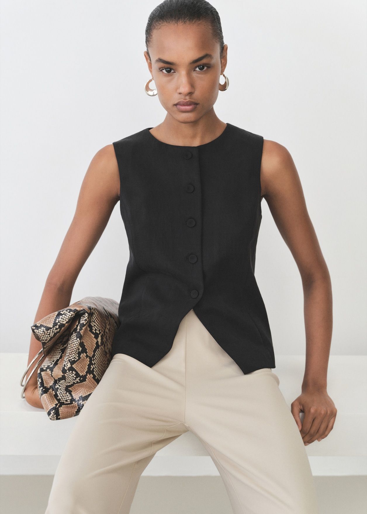 MANGO, Straight Lyocell Suit Waistcoat