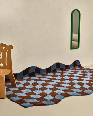 a wavy checkerboard rug