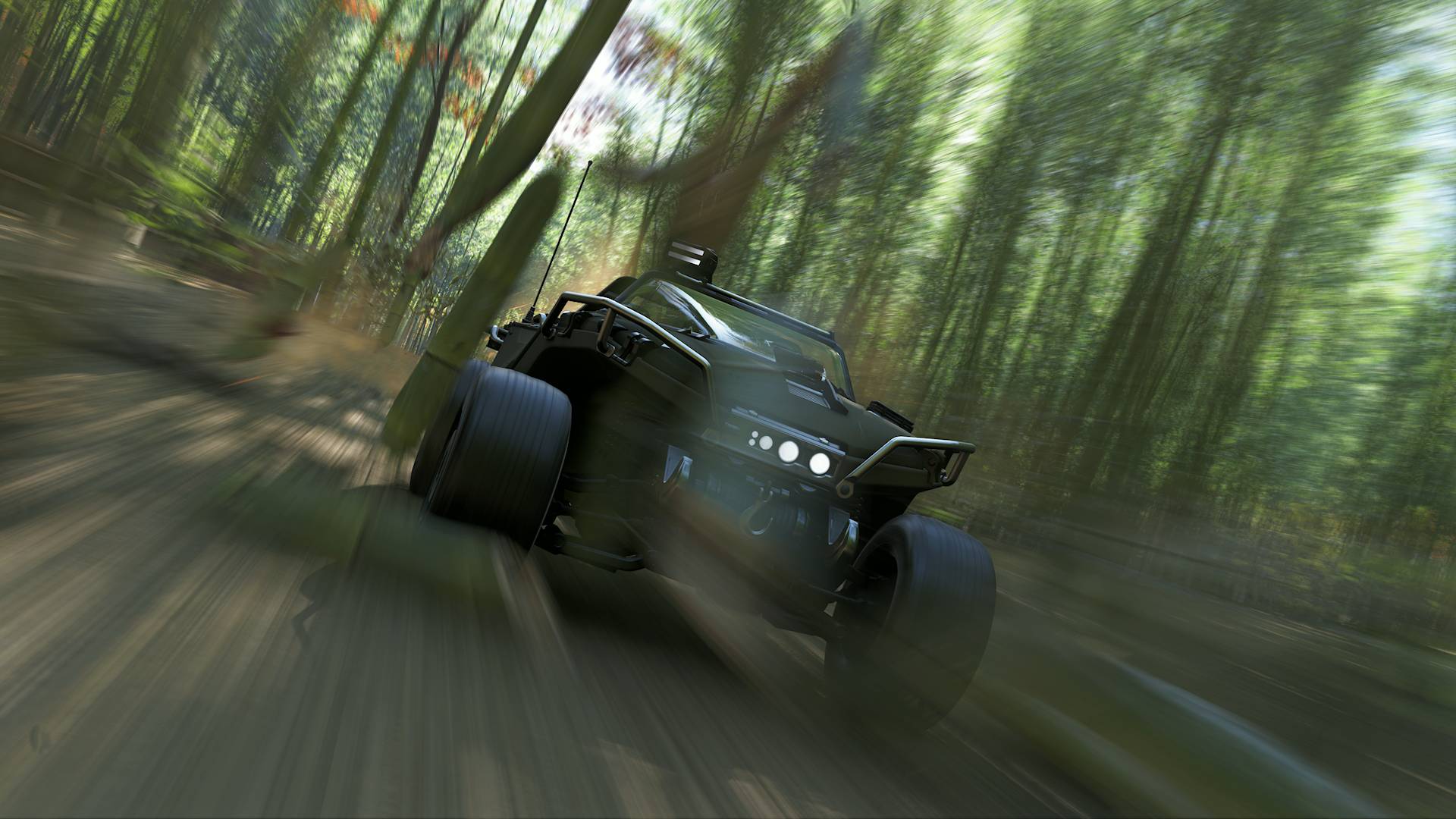 Forza Horizon 6 player driving warthog car through bamboo to complete Bamboo Bash Festival Playlist challenge