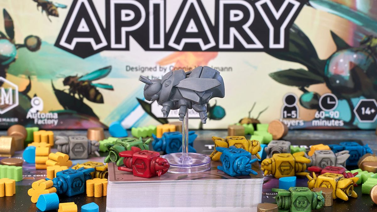 Apiary board game components laid out