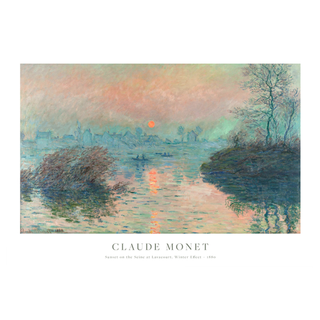 An art print of Claude Monet's Sunset on the Seine at Lavacourt painting