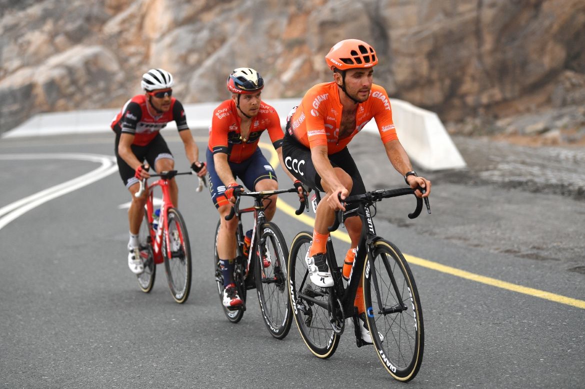 Joey Rosskopf (CCC TEam) leads what is left of the day's breakaway